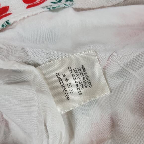 Miami Flower Skirt Womens L White Red Button Front Lined Ruffles Mini Francescas - Picture 13 of 13